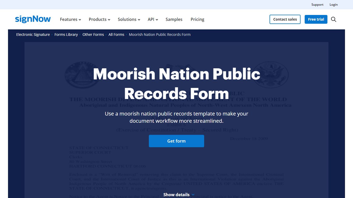 Get and Sign Moorish Nation Public Records Form